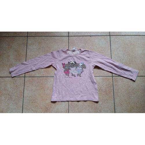 T-Shirt H&m À Manche Longue Rose 6-7 Ans Fille