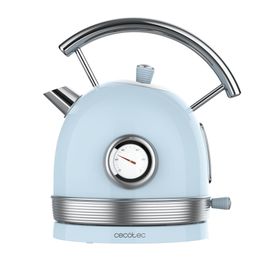 Bouilloire électrique Cecotec ThermoSense 420 - 1,8 litre de capacité 2200 W Compteur de température Base 360 ° Acier Inoxydable Style Vintage Bleu clair (01482)