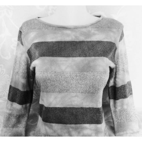 Top Ou Tunique Taille 40 Rayé Argenté Et Gris À Manches Zucchero