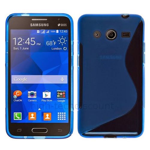 Housse Etui Coque Pochette Silicone Gel Fine Pour Samsung G355h Galaxy Core 2 + Film Ecran - Bleu