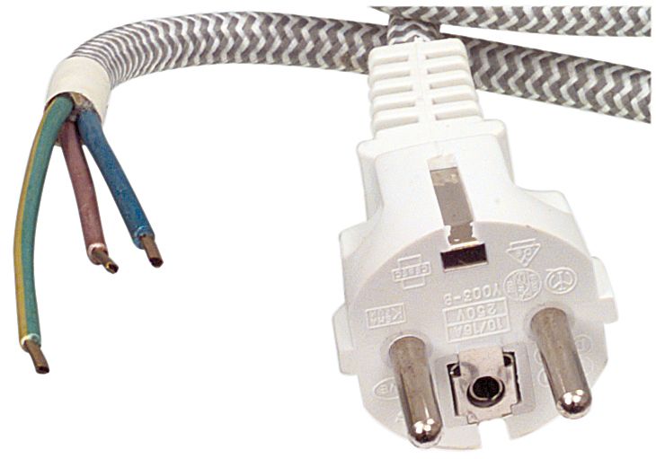 Fer à repasser-Câble de connexion 2m fer à repasser port Câble textile nylon 3x0,75mm²