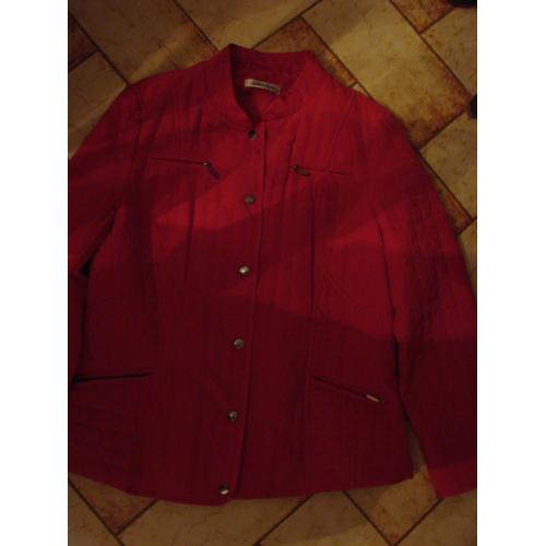 Blouson Christine Laure Rouge Taille 2, L53cm, Effet Matelassé