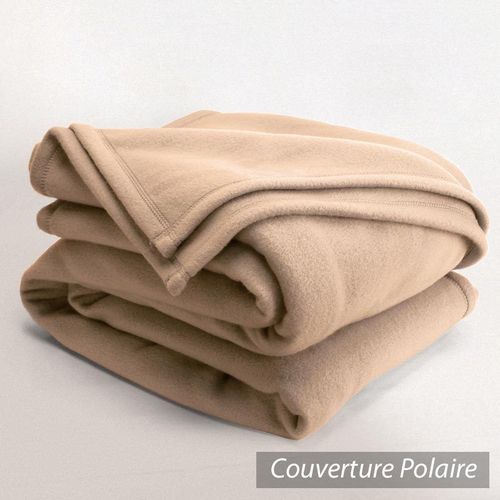 Couverture Polaire 220x240 Cm Isba Sable 100% Polyester 320 G/M2 Traité Non-Feu