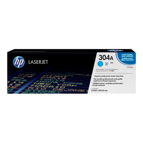 HP 304A - Cyan - originale - LaserJet - cartouche de toner (CC531A) - pour Color LaserJet CM2320fxi, CM2320n, CM2320nf, CP2025, CP2025dn, CP2025n, CP2025x