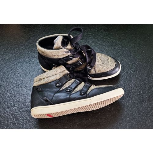 Baskets Redskins Pointure 37 Cuir Gris Et Noir