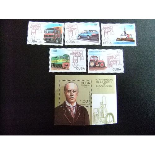 Cuba 1993 Rudolf Diesel Camion Yvert & Tellier N º 3277 - 3281 + Bf 133 ** Mnh