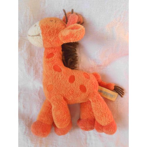 Peluche Doudou Girafe Cheval Poney Orange Vif Orchestra Ventre Bruissant 25 Cm