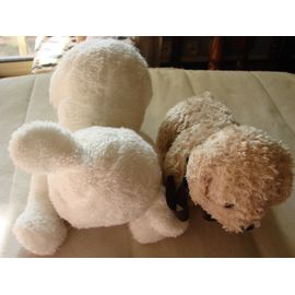 Chien Blanc Peluche, 21cm, Chien Beige Plus Ancien Sans Marque 19cm Lot De 2 Peluches