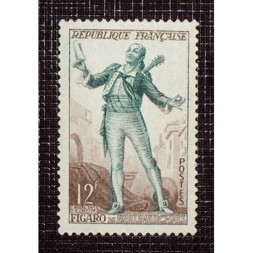 France N° 957 Neuf Avec Charnière Ou Trace De 1953 - 12f Brun-Lilas Et Vert-Bleu « Théâtre Français : Figaro, De Beaumarchais »