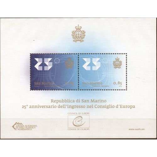 25ème Anniversaire De L' Adhésion De Saint Marin Au Conseil De L' Europe