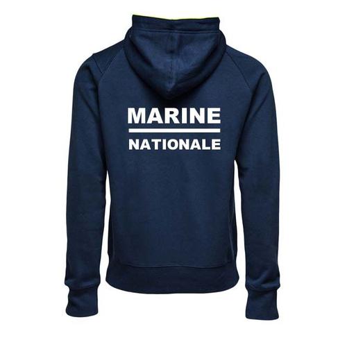 Sweat Capuche Bleu Marine. Marine Nationale. 