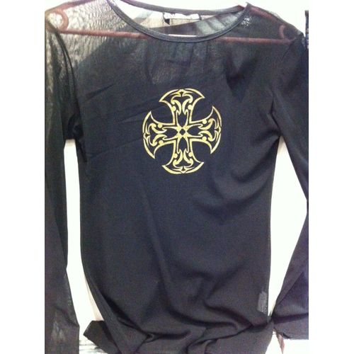 T-Shirt Tulle Noir Transparent Gothique Taille Unique M Modèle 2