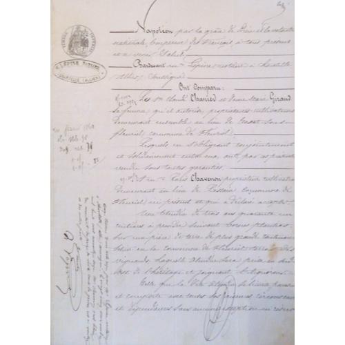 Acte Notarié De Vente D'une Pièce De Terre En Date Du 16 Juillet 1868 Sous Timbre Impérial Napoléon