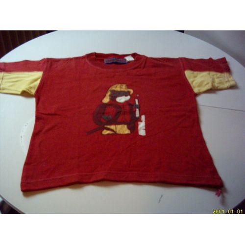 T-Shirt Teddy En Pompier, En Rouge Et Jaune, Marque : Teddy Boom