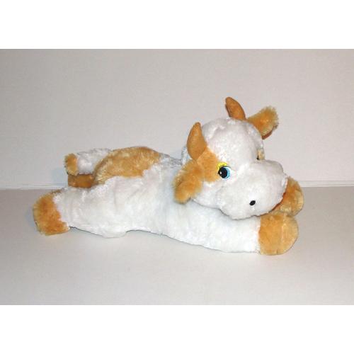 Vache Couché Toute Douce Avec Echarpe Love Me Brodé Grande Peluche 46cm