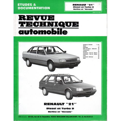 Revue Technique Automobile Renault 21 Berline Et Nevada Diesel Et Turbo D