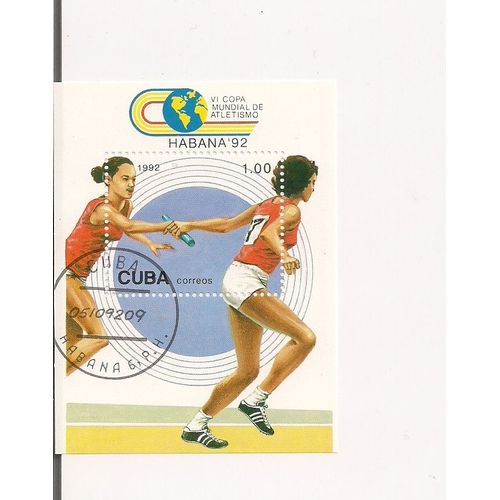 Athlétisme- Vième Coupe Mondiale D'athlétisme Habana 92- 1 Bloc Timbre