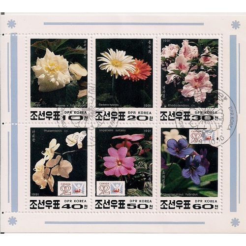 Coree- 1 Bloc De 6 Timbres Fleurs N°2335 À 2340