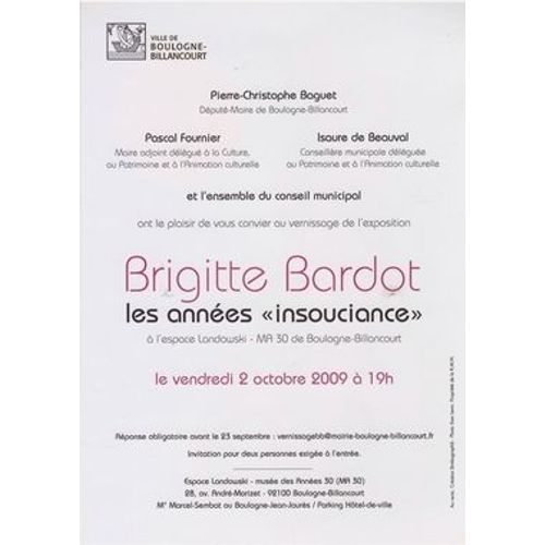 Invitation Exposition Brigitte Bardot