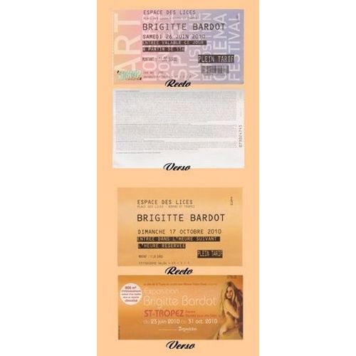 Lot De 2 Tickets Entrée Exposition Brigitte Bardot 