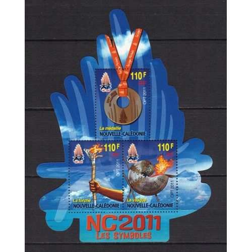 Nouvelle-Caledonie 2011 : Les Symboles : La Médaille / La Torche / La Vasque - Bloc-Feuillet Neuf ** De 3 Timbres À 330 F.