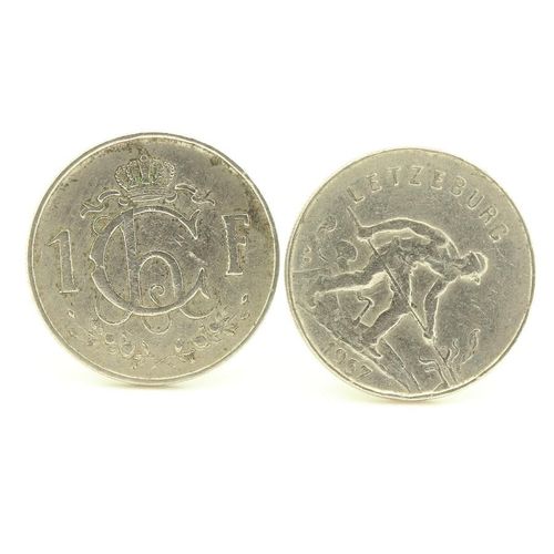 Boutons De Manchettes Pièce De Monnaie Authentique " Luxembourg  " 1 Franc Charl