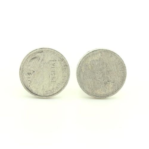 Boutons De Manchettes Pièce De Monnaie Authentique " Espagne " 1 Peseta Juan C