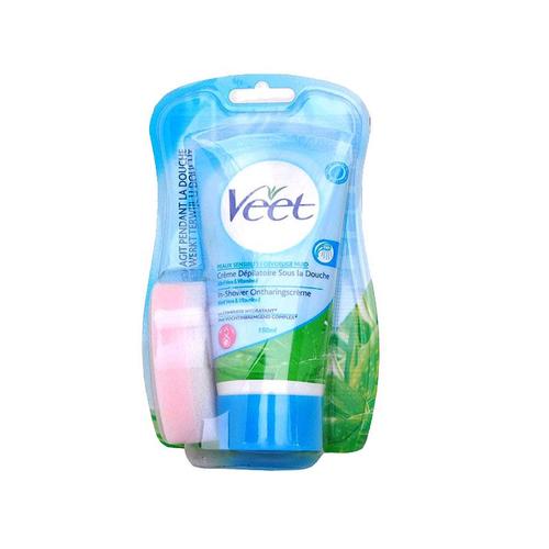 Veet Crème Dépilatoire Sous La Douche Aloe Vera & Vitamine E Peaux Sensibles 150ml 