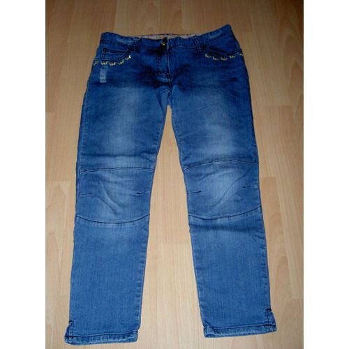 Pantalon Type Jean Bleu Clair Petit Motif Noeud Papillon Jaune Sur Poches Orchestra Taille 14 Ans