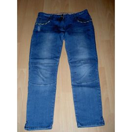 Pantalon Type Jean Bleu Clair Petit Motif Noeud Papillon Jaune Sur Poches Orchestra Taille 14 Ans