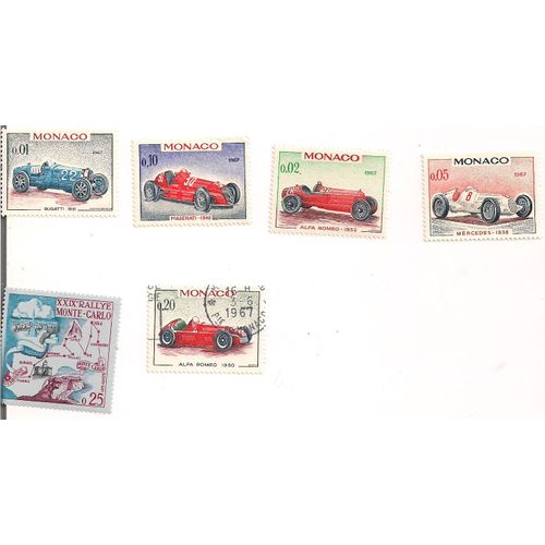 Monaco- Lot De 6 Timbres Neufs Et Oblitérés Thème Automobile Et Rallye