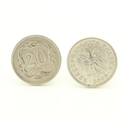 Boutons De Manchettes Pièce De Monnaie Authentique " Pologne " 20 Groszy