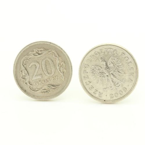Boutons De Manchettes Pièce De Monnaie Authentique " Pologne " 20 Groszy
