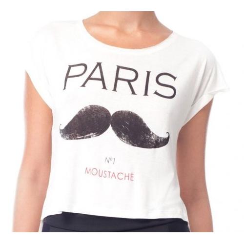T-Shirt Blanc Paris N° 1 Moustache - Stradivarius - T. L - Neuf 