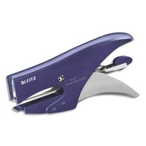 Leitz Pince Agrafeuse N°10 Bleu - En Métal - Capacité 15 Feuilles - Agrafes N°8 - Livrée En Boite