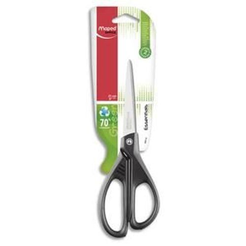 Maped Ciseau Essentials Green 21cm, Anneaux 70% Recyclé, Ergonomique, Lames Et Rivet En Acier Inoxydable