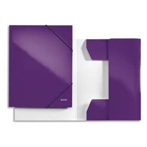 Leitz Chemises 3 Rabats À Élastique Wow En Carton Pelliculé. Coloris Violet.