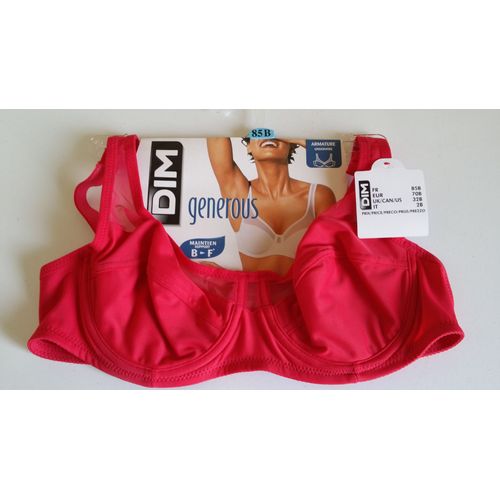 Soutien-Gorge Dim Generous 85 B Armature Maintien Support B-F Rouge Neuf + Etiquette