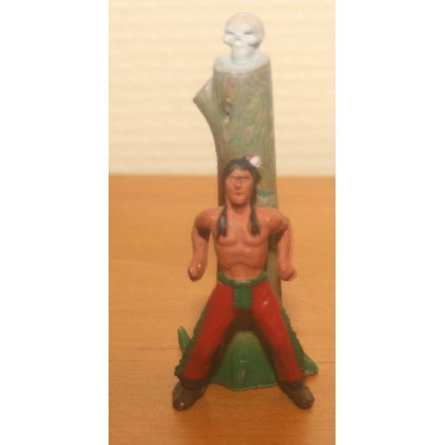 Figurine Starlux Far West Indien Prisonnier A Poteau De Torture Pantalon Rouge