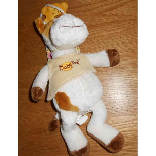 Doudou Peluche Baby Nat' Babynat Blanc Marron Tee-Shirt  Beige / Crème / Écru  26 Cm