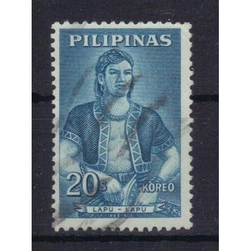 Philippines 1962 : Lapu-Lapu - Timbre 20 S. Bleu Oblitéré