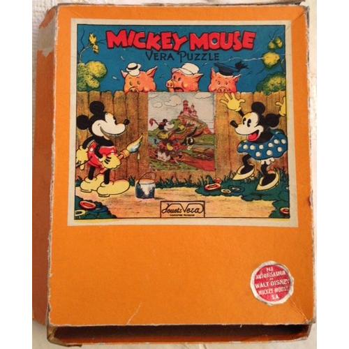 2 Puzzles Vintage En Bois Mickey Mouse - Jouets Vera