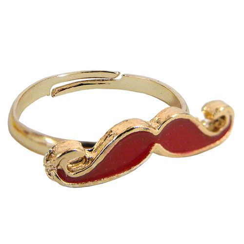 Petite Bague Moustache Rouge