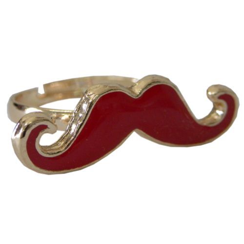 Bague Moustache Rouge