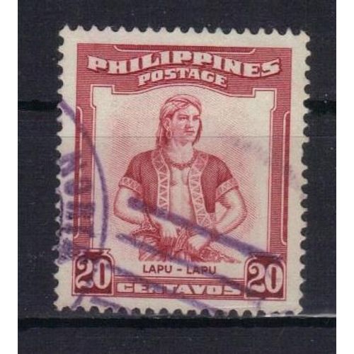 Philippines 1955 : Lapu-Lapu - Timbre 20 C. Carmin Oblitéré