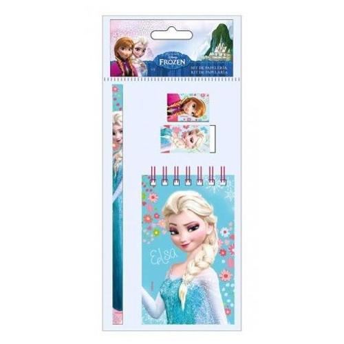 Set De Papeterie La Reine Des Neiges - 4 Pièces - Carnet Gomme Crayon Taille-Crayons - Disney Frozen