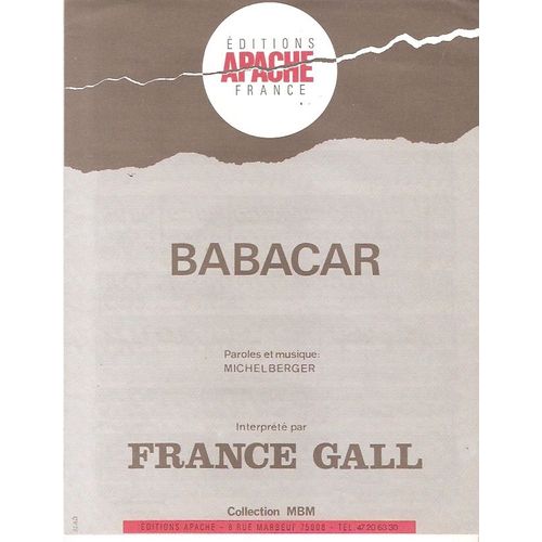 Partition France Gall Babacar Annees 80 Top 50
