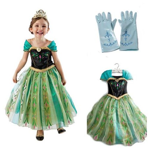 Ensemble Robe + Paire Gants Turquoise Reine Des Neiges Fleur De Lys Paillettes Bleues Déguisement Cosplay Tenue Princesse Boutique Black Sugar 