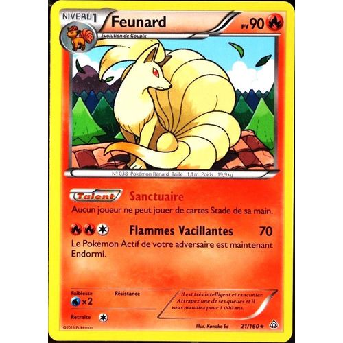 Carte Pokémon 21/160 Feunard 90 Pv Série Xy - Primo Choc Neuf Fr