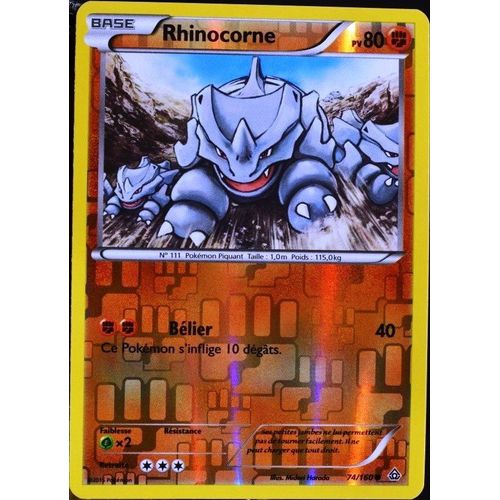 Carte Pokémon 74/160 Rhinocorne 80 Pv Reverse Série Xy05 - Primo Choc Neuf Fr